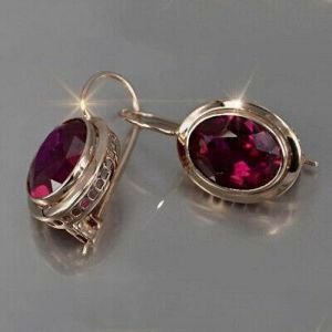 fordaily'shop  jewelry and watches 925 Silver Ruby Ear Jewelry